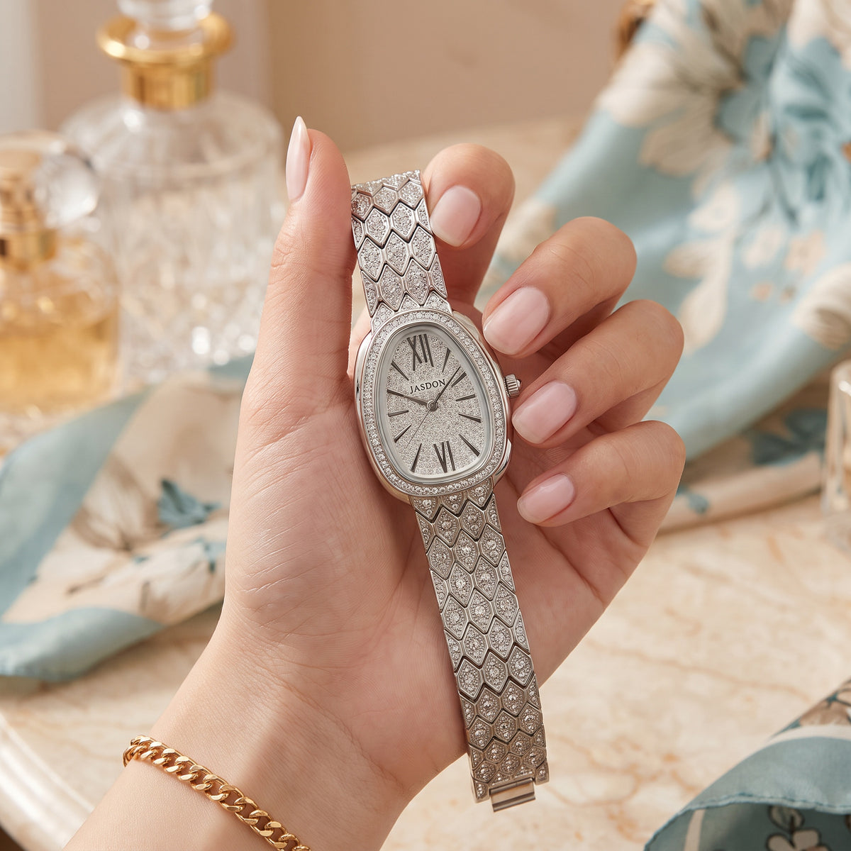 Empress Watch Silver held in hand