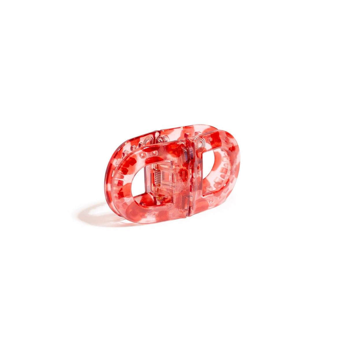 Blush cherry-print clips snapped together