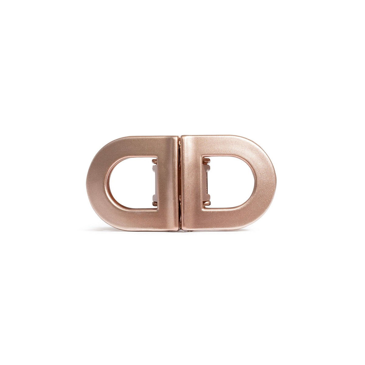 Blush rose-gold clip pair, front view