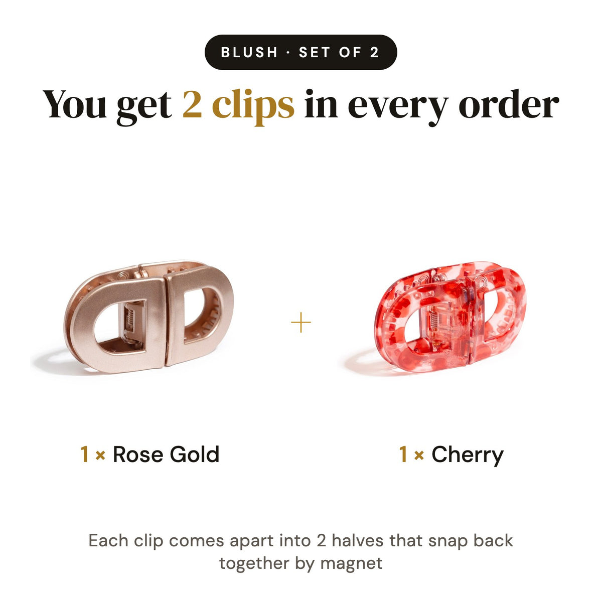 Blush set of 2: you get 2 magnetic clips in every order
