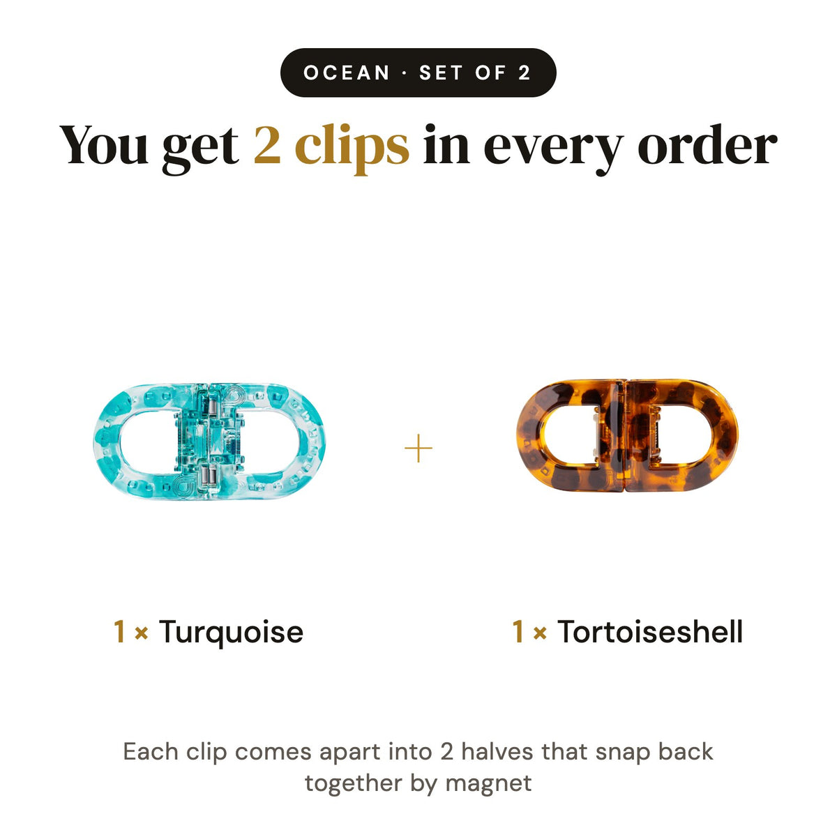 Ocean set of 2: you get 2 magnetic clips in every order