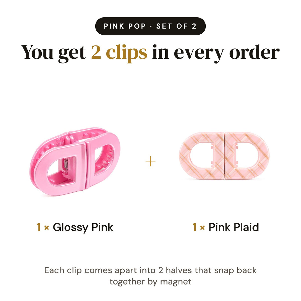 Pink Pop set of 2: you get 2 magnetic clips in every order